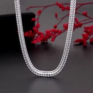 925 Silver Plated Necklace Bracelet Set Double Cuban Valentine's Birthday Gift